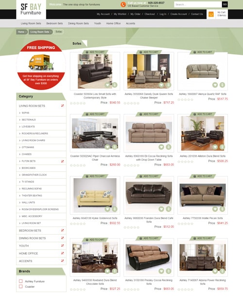 furniture store magento template product listing page